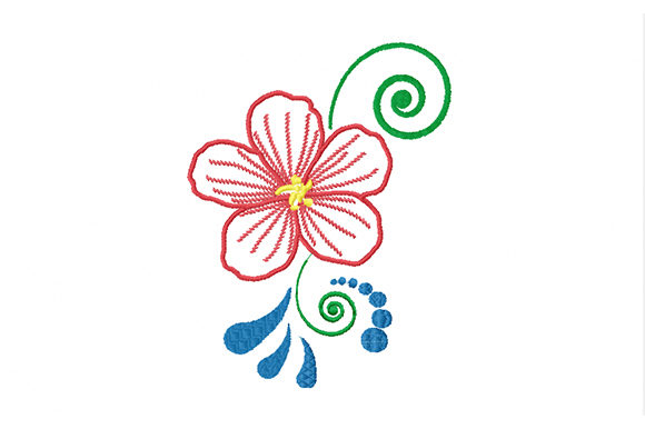 Red Flower and Green Curls: A Sweet, Versatile Embroidery Gem